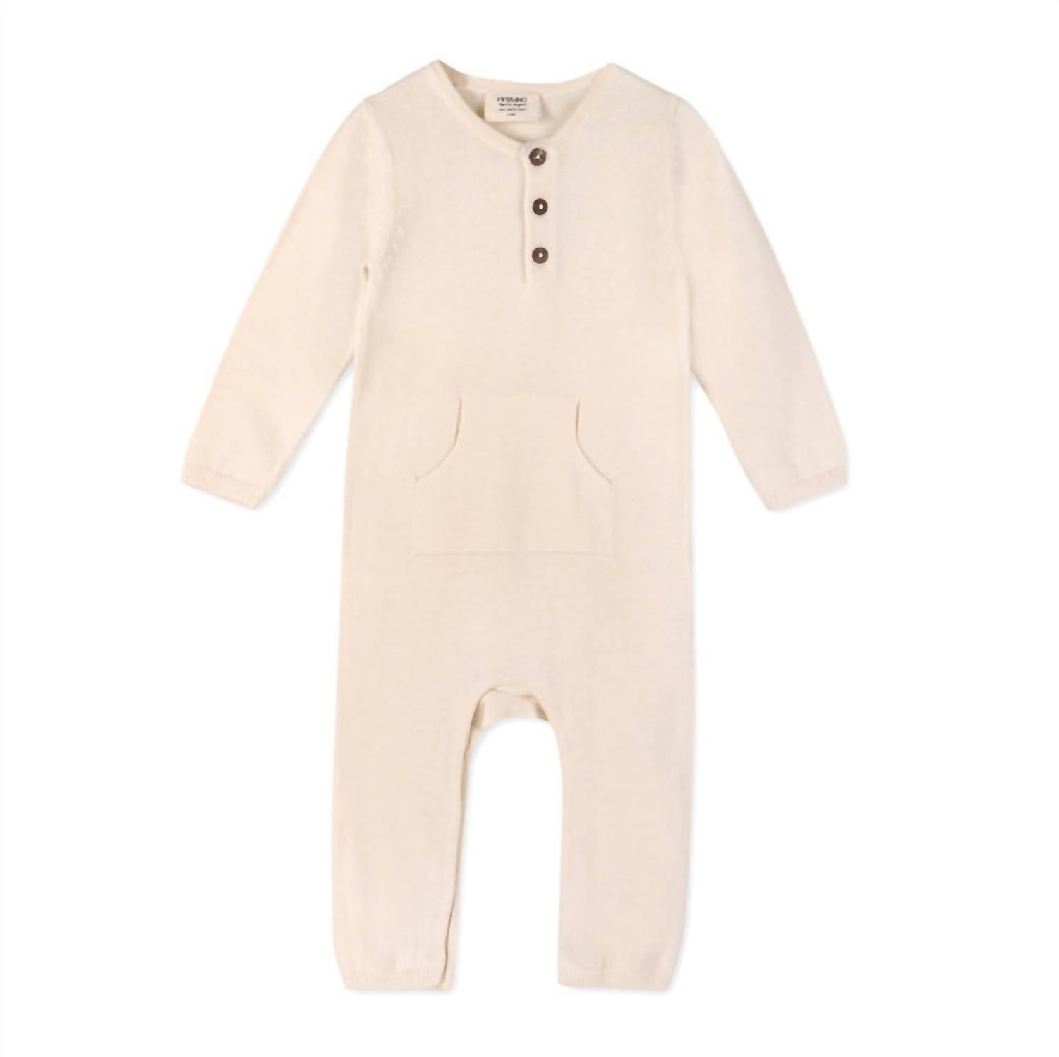 VIVERANO Organics Kid's Milan Pastel Kangaroo Pocket Jumpsuit in cream - kids' item