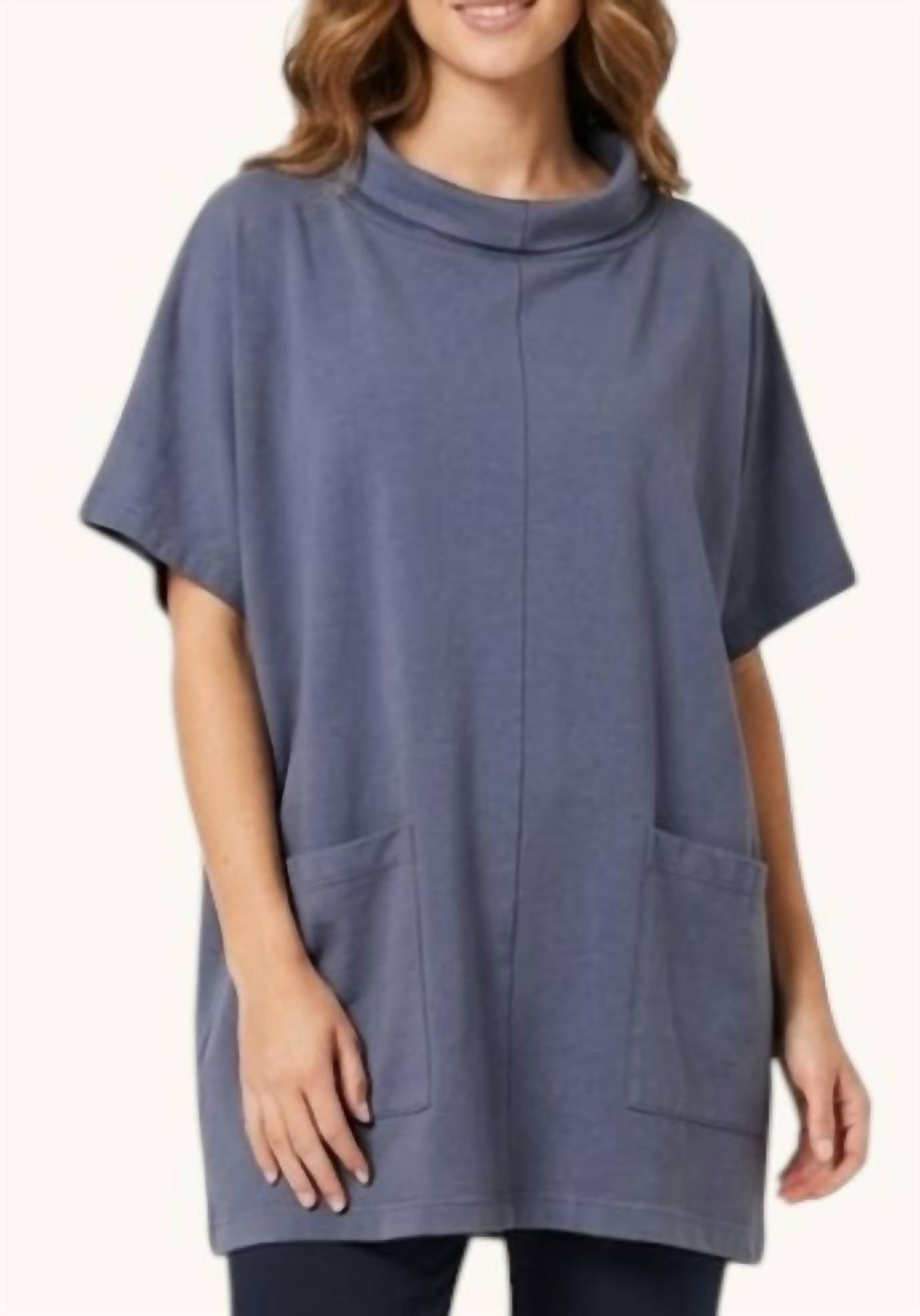 Pacific Cotton - Relaxed Fit Mock Neck Tunic Top