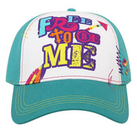 Gypsy Soule Women's Free To Be Me Baseball Cap in turquoise and white - women's hat