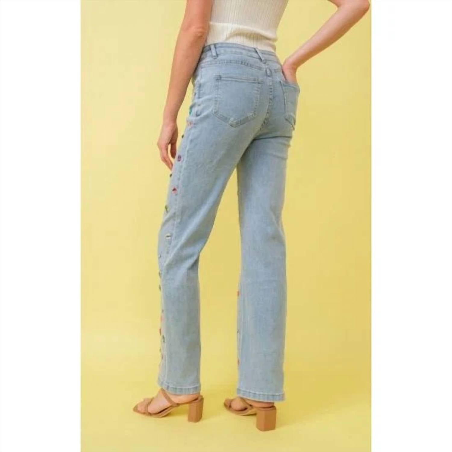 Blue B - Rhinestone Stretch Straight Jeans