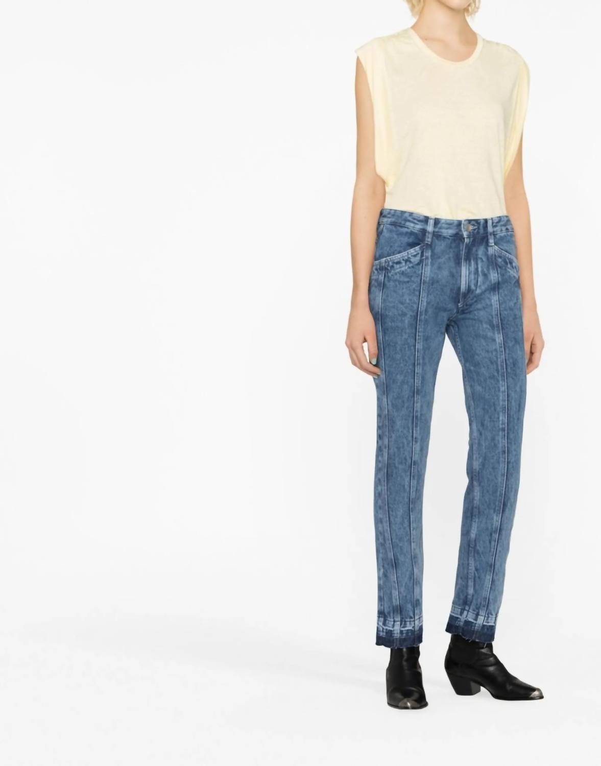 ISABEL MARANT Kotty Crewneck Tee in yellow - women's blouse - detail view