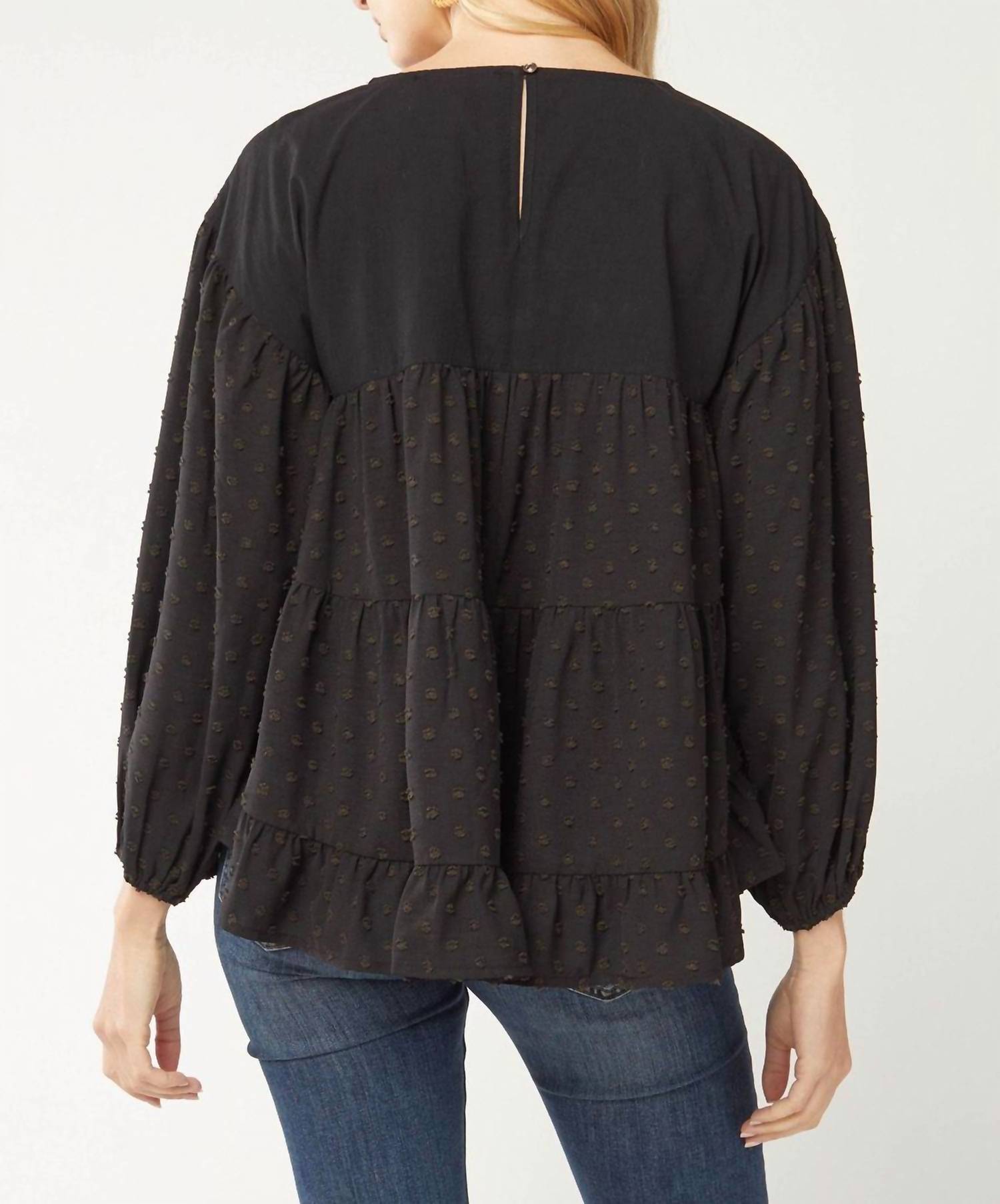 Entro - Embroidered Swiss Dot Blouse