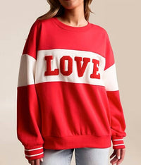 Z Supply Oversized Love Sweatshirt in kiss me red 2 - women's sweater - detail view