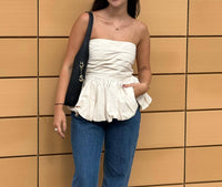 Sofie The Label - Elsie Cream Peplum Sleeveless Top