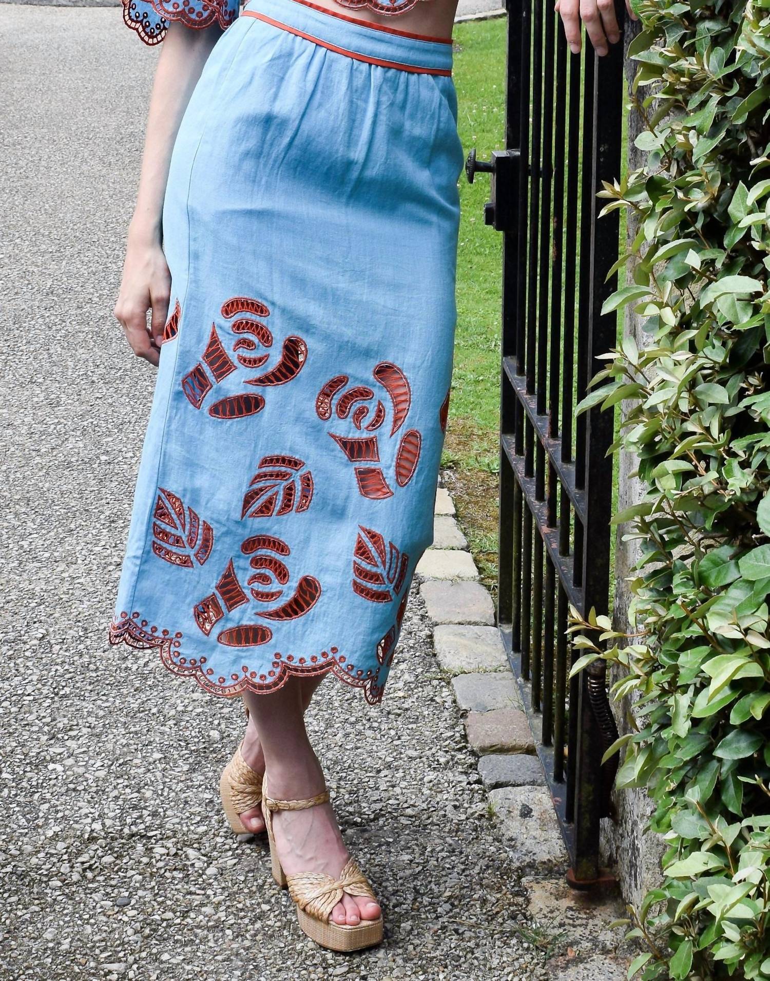 Never A Wallflower - Naw Eyelet Straight Skirt