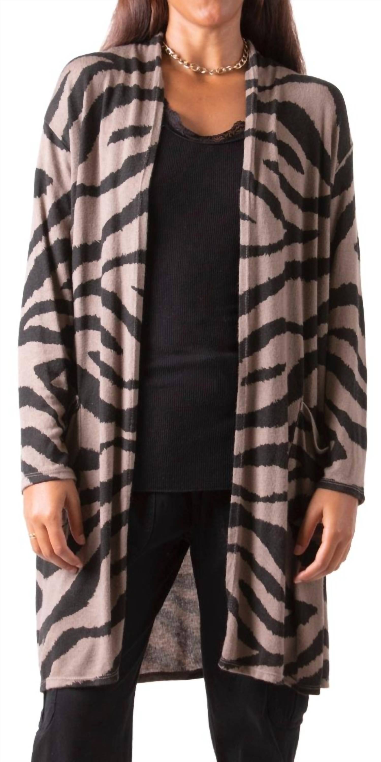 Gigi Moda - Zebra Knit One Size Cardigan