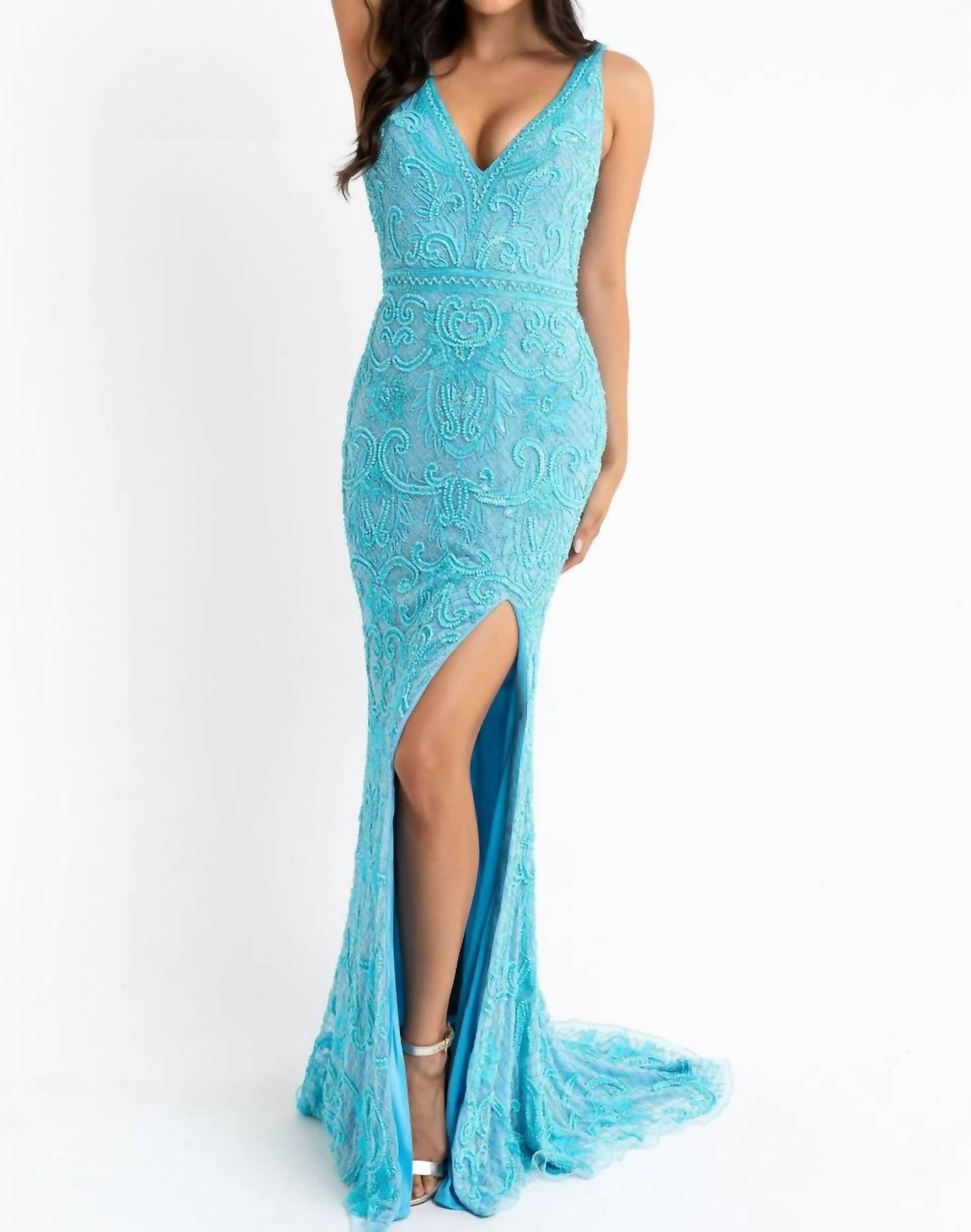 BEADED SLEEVELESS GOWN