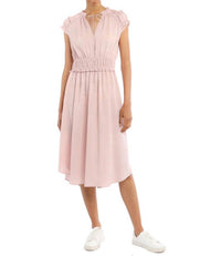 ROSETTE MID LENGTH SMOCKED WAIST DRESS