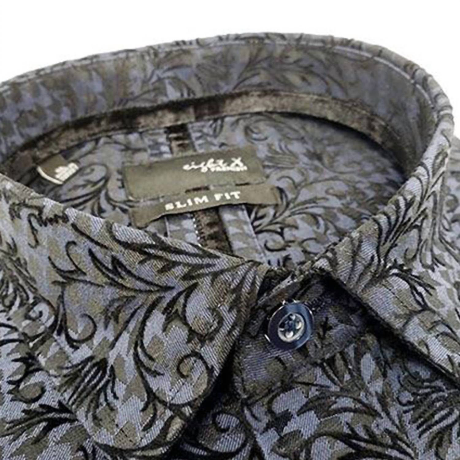 Eight X - Men's Hounds Tooth Button Down Shirt With Flocking