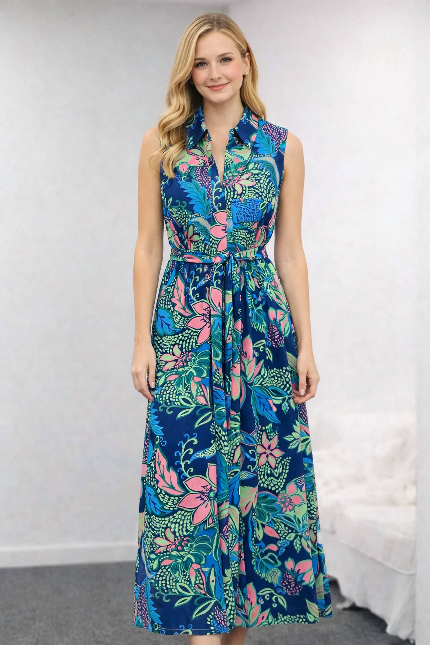 Jade - Pocket Slit Midi Shirtdress