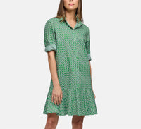Hinson Wu Adeline Long Sleeve Chain Link Dress in green combo - women's dress