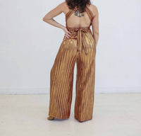ENDLESS BLU. Goddess Jumpsuit in gold - women's pants - detail view