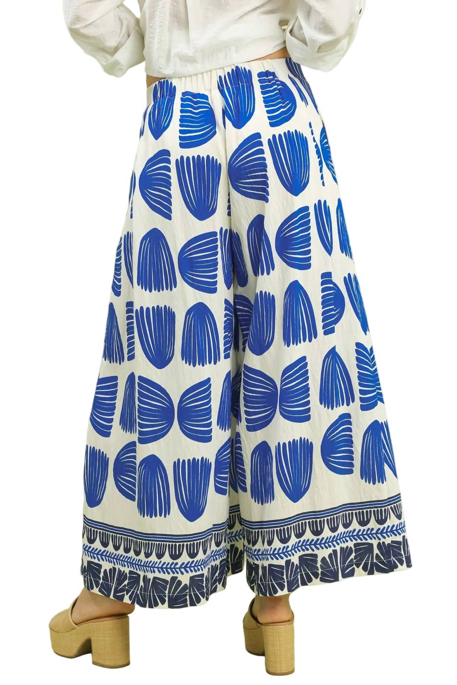 Umgee - Shell Block Print Wide Leg Pant
