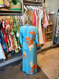 bella tu Elise Quarter Sleeve Caftan Dress in orchid blue - women's dress - detail view