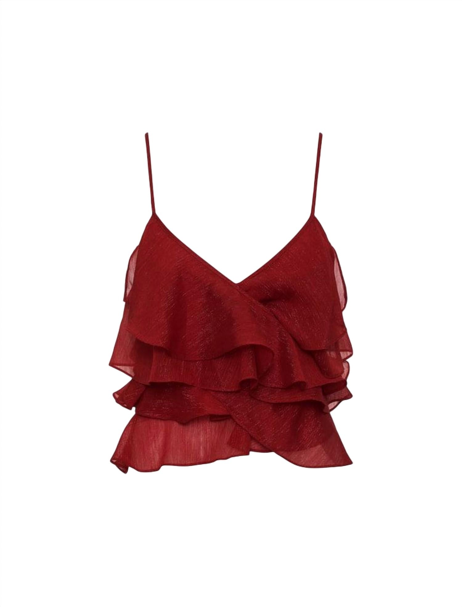 Rumored - Lurex Ruffle Wrap Tank