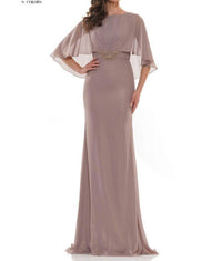 Marsoni By Colors - Sophisticated Crewneck Chiffon Gown
