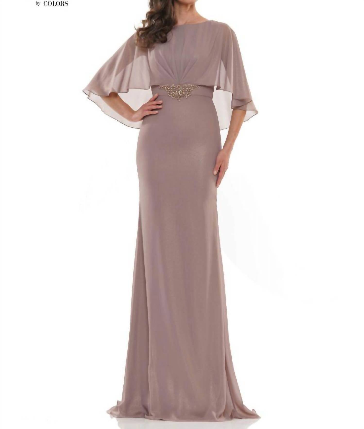 Marsoni By Colors - Sophisticated Crewneck Chiffon Gown