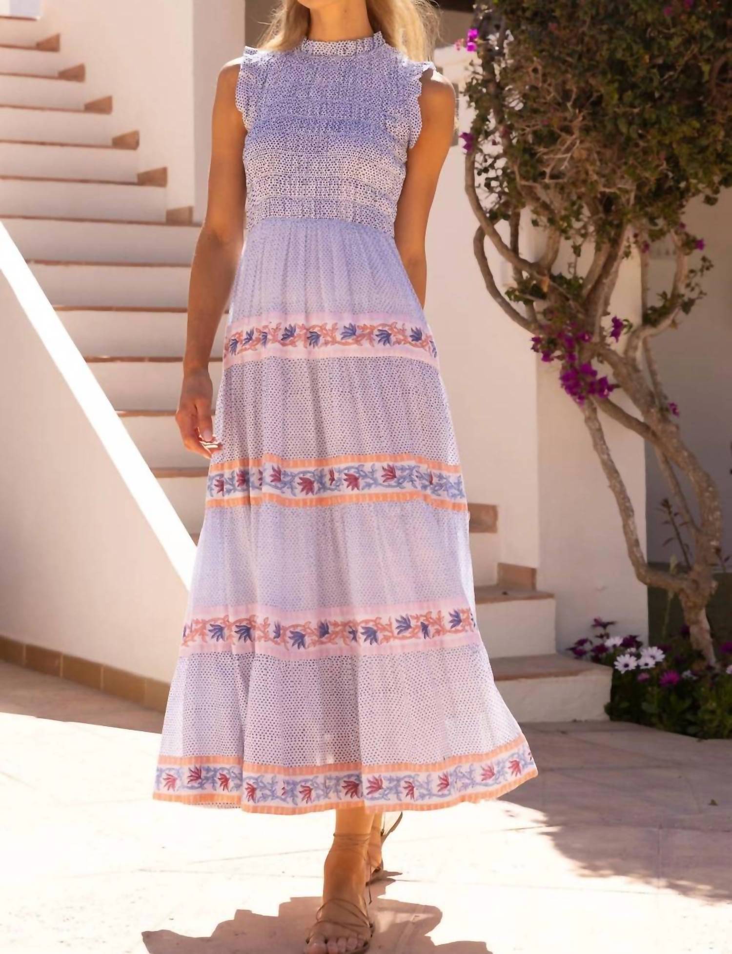 Oliphant - Sleeveless Smocked Maxi Dress