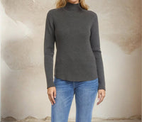Karen Kane Ribbed Turtleneck Sweater in charcoal - women's sweater