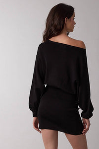Sky to Moon Blair Off The Shoulder Sweater Dress in black - women's dress - alternate view