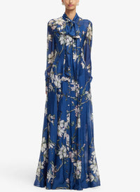LEO LIN Lilith Tie Neck Maxi Dress in midnight - women's dress
