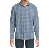 TOMMY BAHAMA Lopez Island Check Button Front Shirt in light indigo - men's shirt