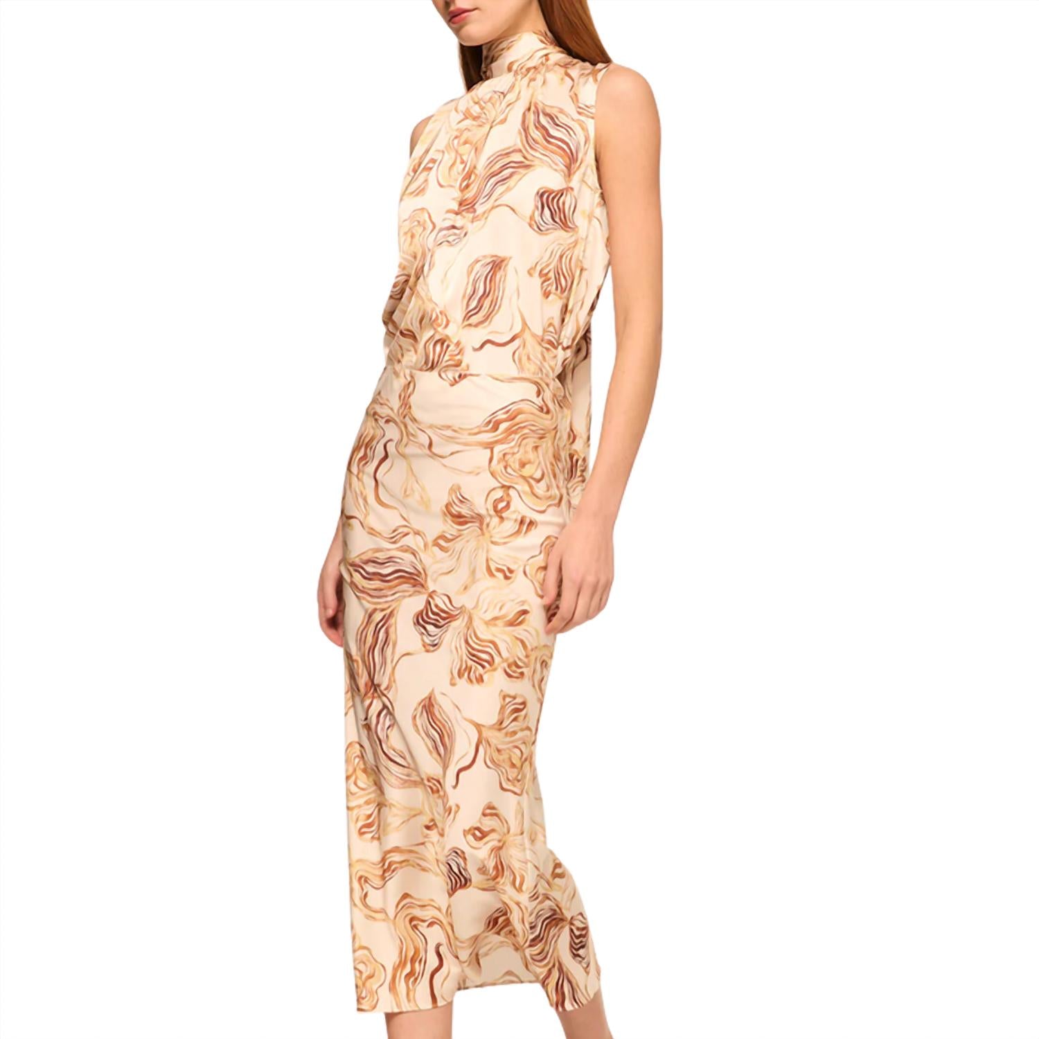 Misa Los Angeles Fay Skirt in golden straw satin - women's skirt - view 4