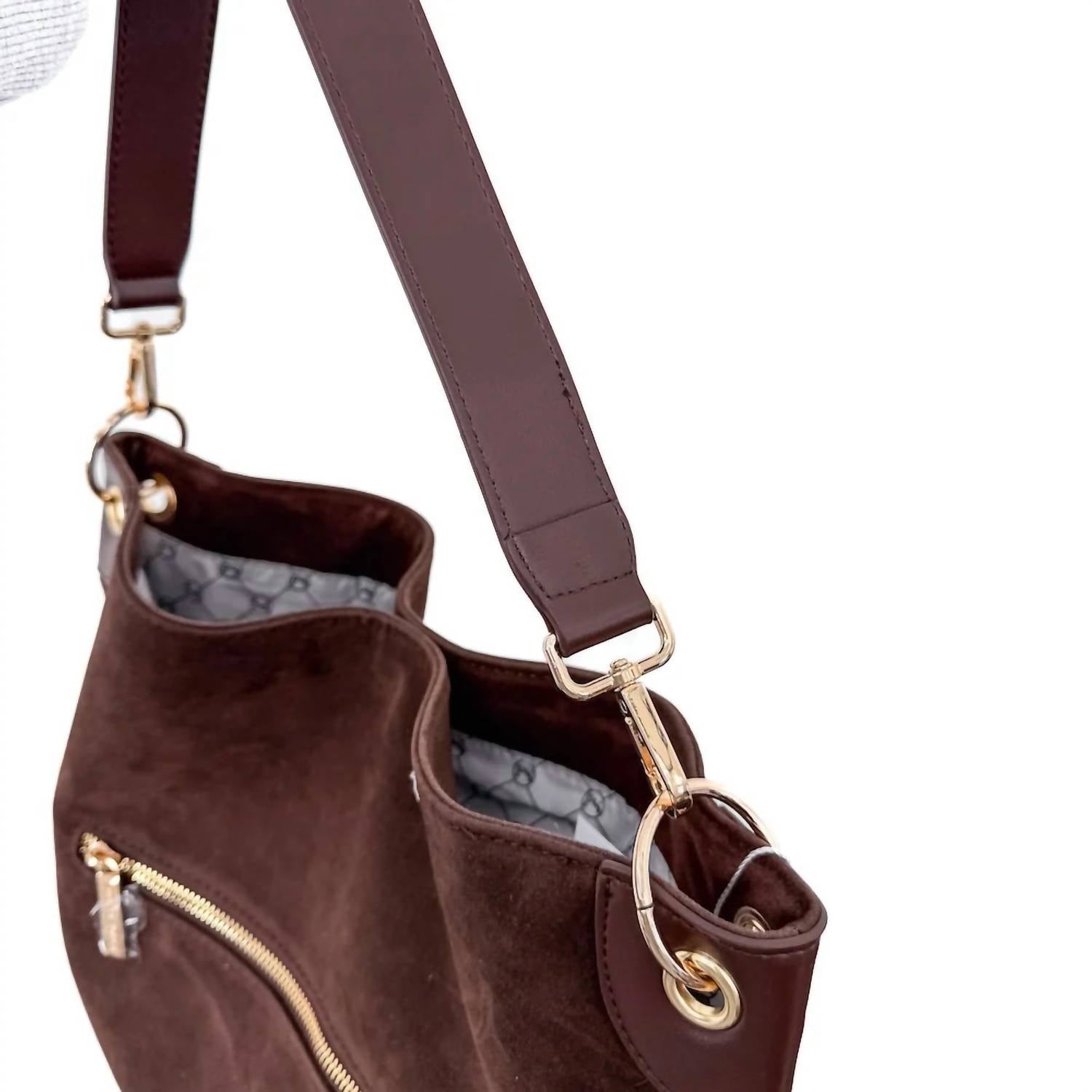 Pretty Simple - Women's Rosalie Rivet Suede Hobo Bag