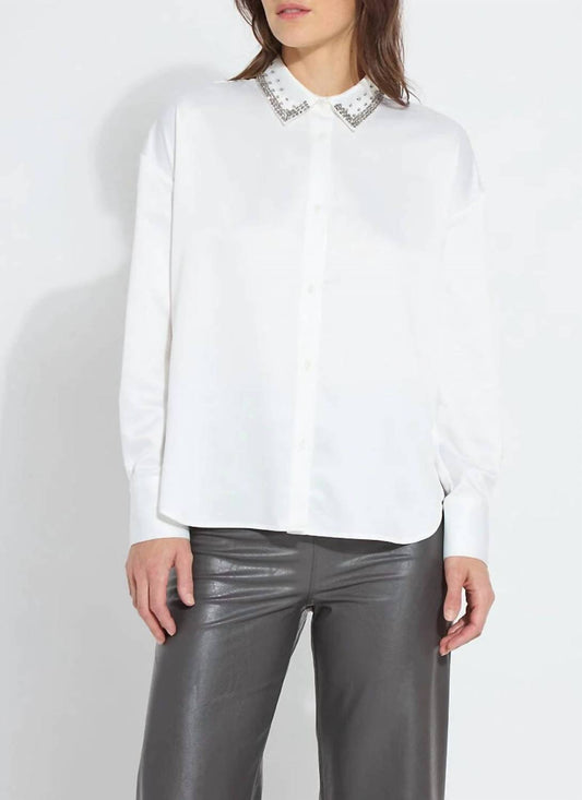 Lysse - Aurora Beaded Satin Button-down Shirt