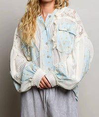 Pol - Hooded Balloon Sleeve Top