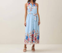 Able - Floral Sleeveless Button-front Shirt Dress