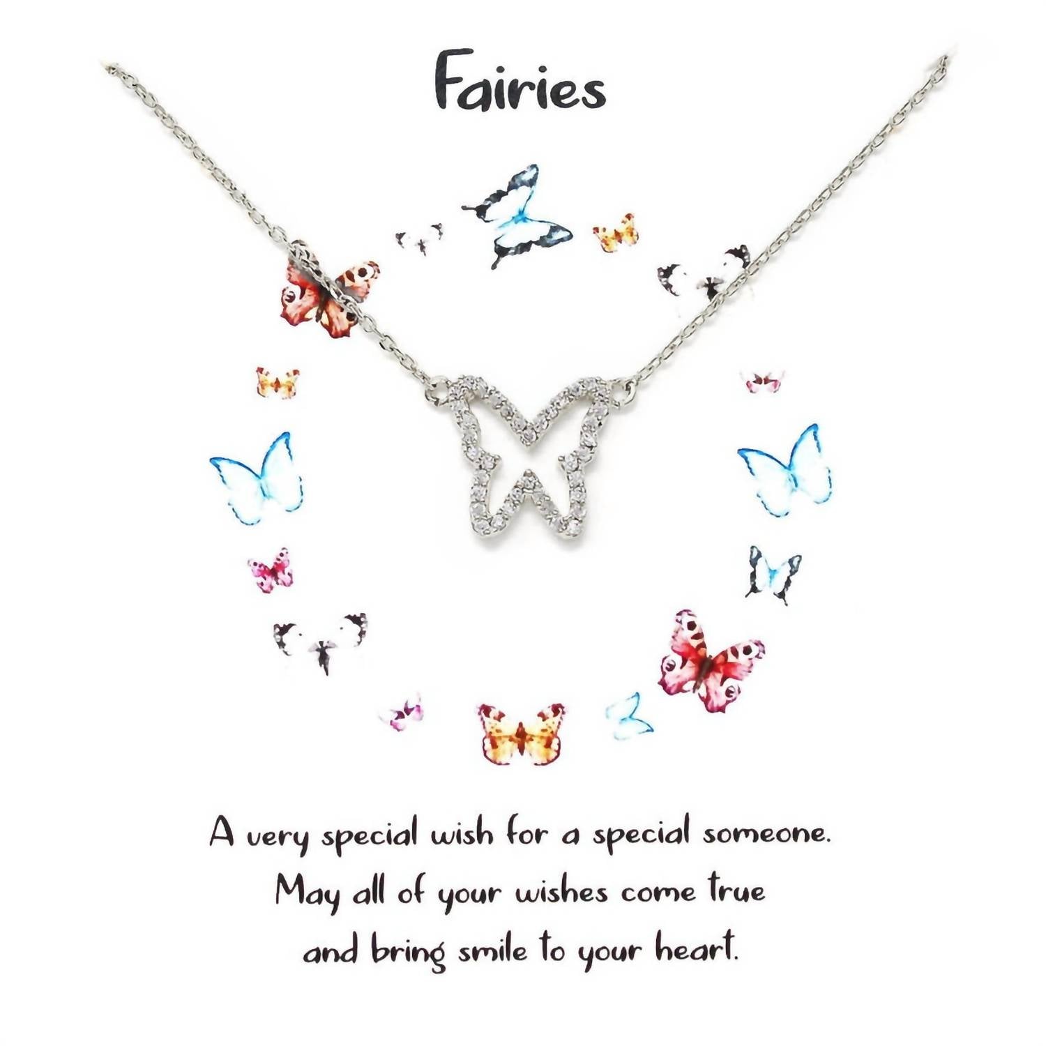 White Label - Women's Butterfly Cubic Zirconia Necklace