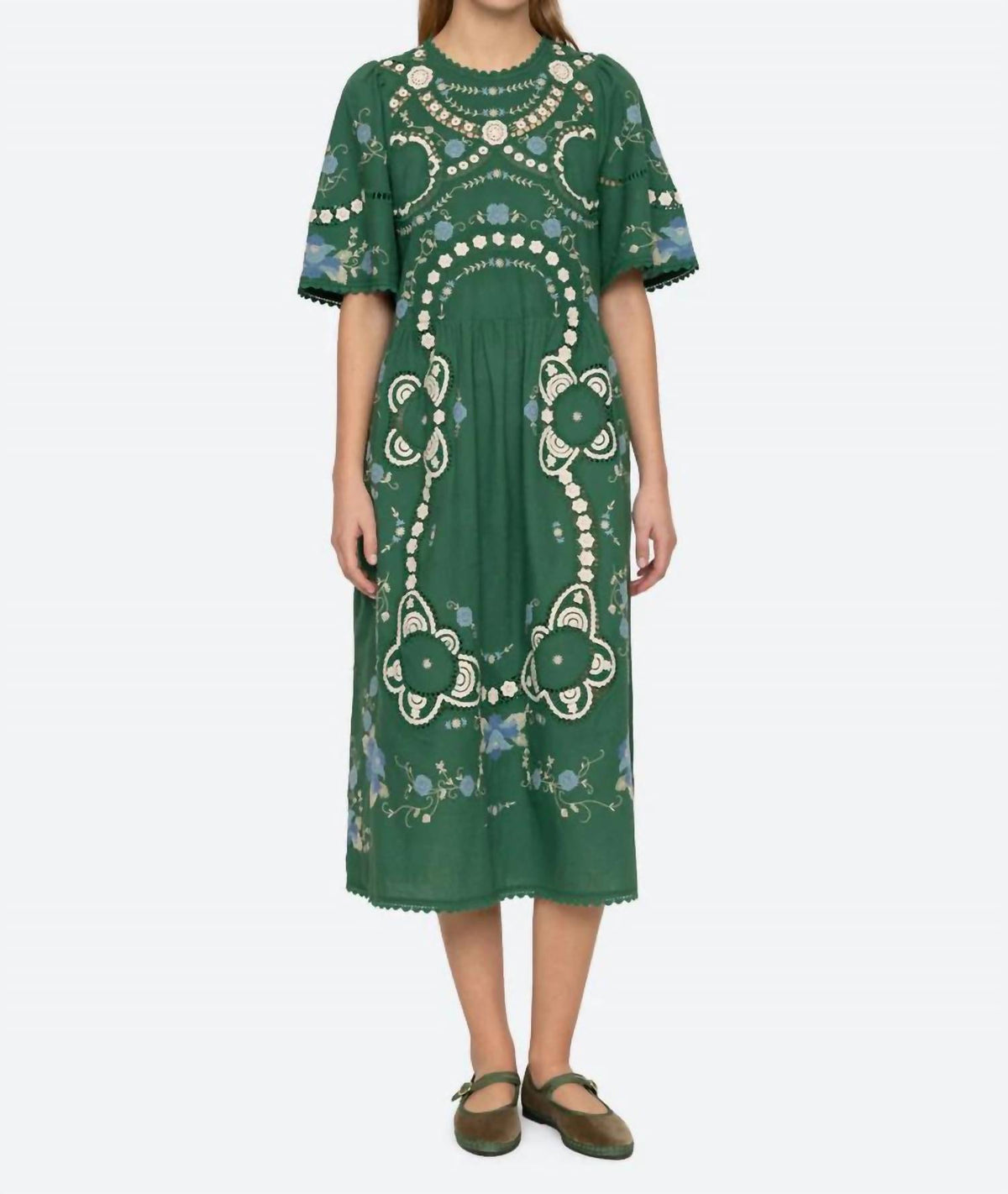 Sea - Vesna Embroidery Short Sleeve Dress