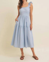 In February - Airy Smocked Back Tiered Midi Dress