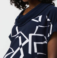 Joseph Ribkoff - Geometric Print Cowl Neck Top