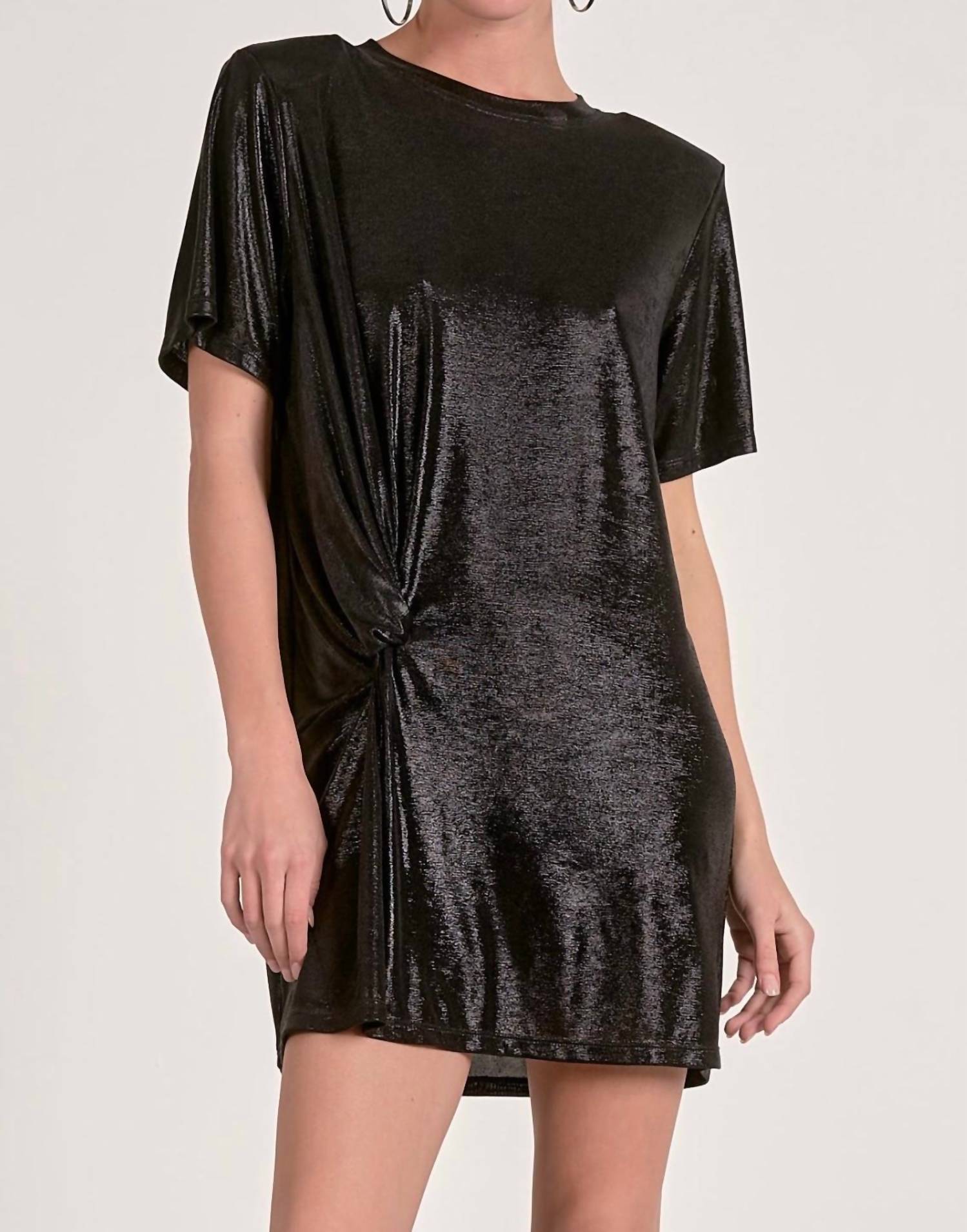 ELAN Short Sleeve Mini Dress in black - women's dress