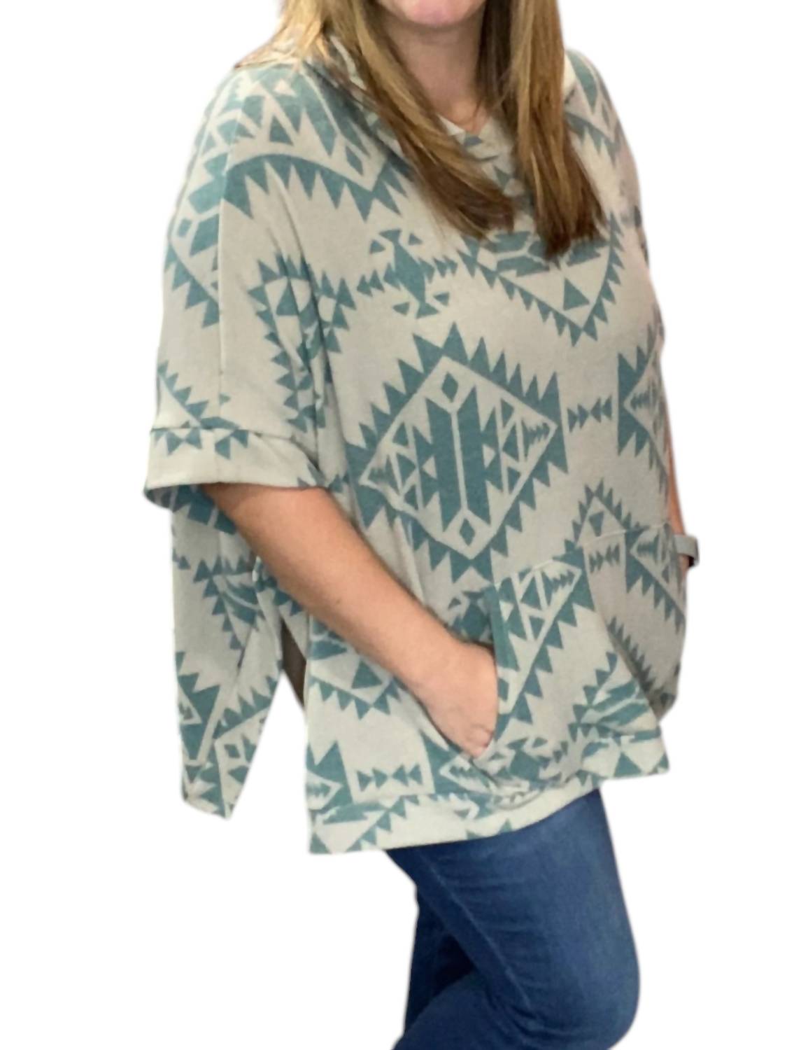 Honeyme - Aztec Hoodie Poncho