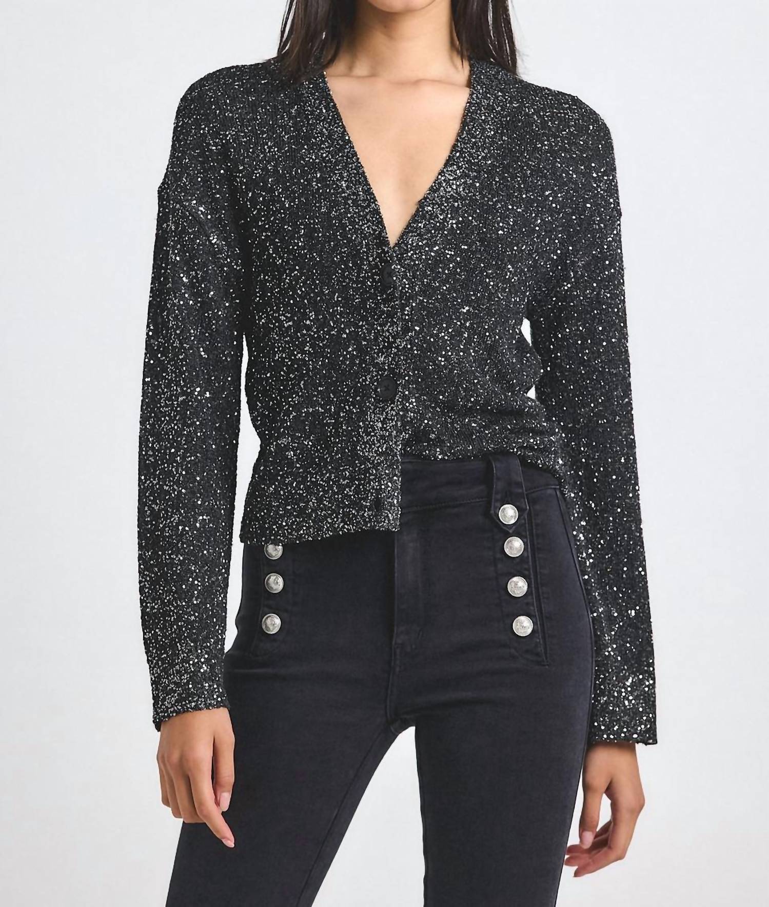 Derek Lam 10 Crosby - Kalena Sequin Plated Cardigan