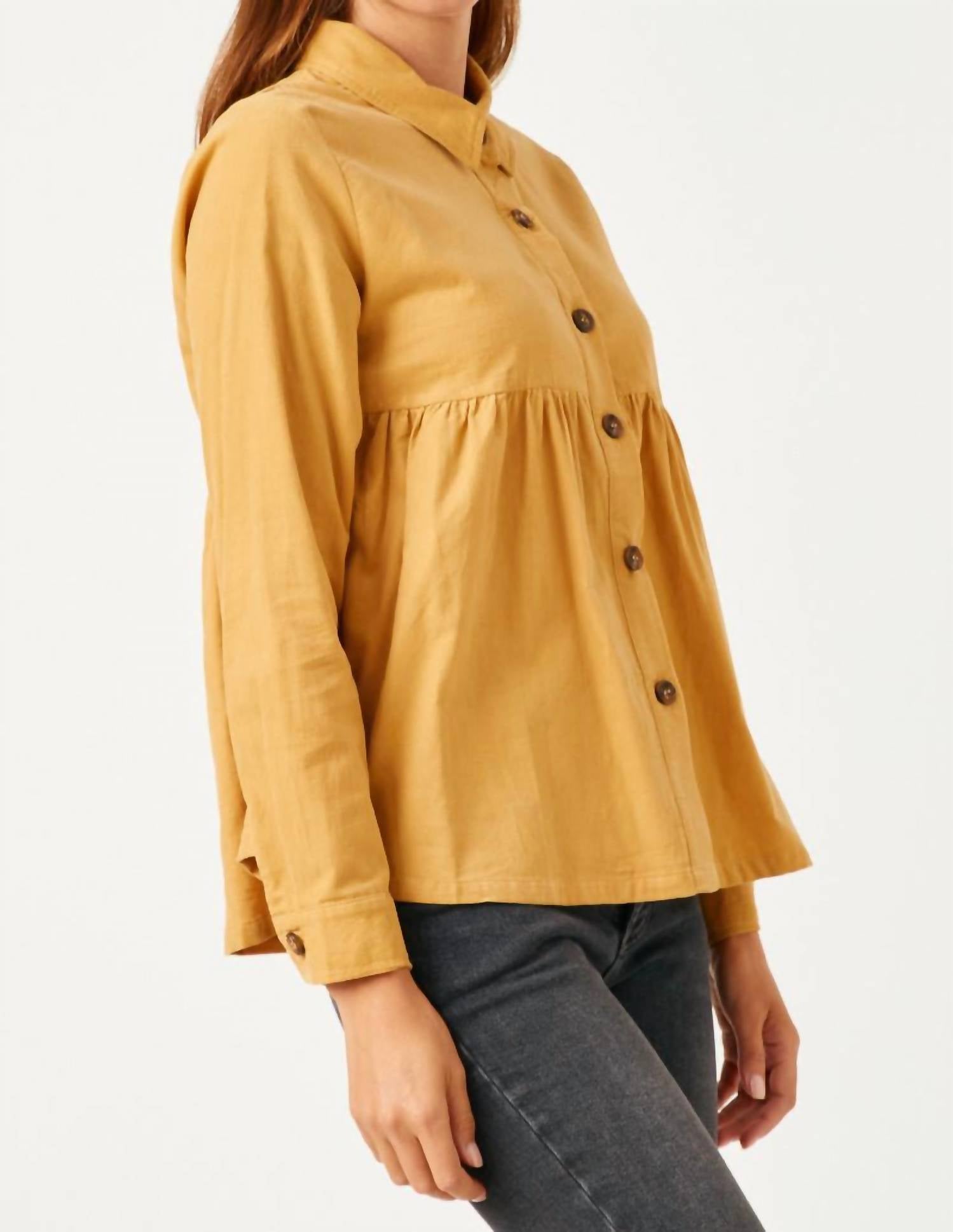 Hayden La - Corduroy Button Up Peplum Shirt