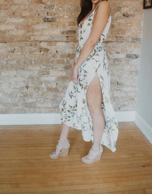 Epretty - White Floral Jumpsuit With Leg Slits