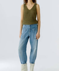 Oui Knit Tank in green garden - women's tank top - detail view