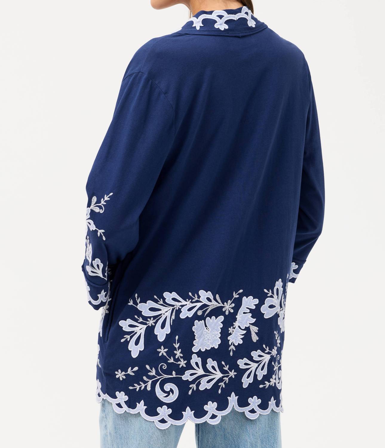 Johnny Was ADDELINE JERSEY KIMONO COAT in navy - women's jacket - view 7