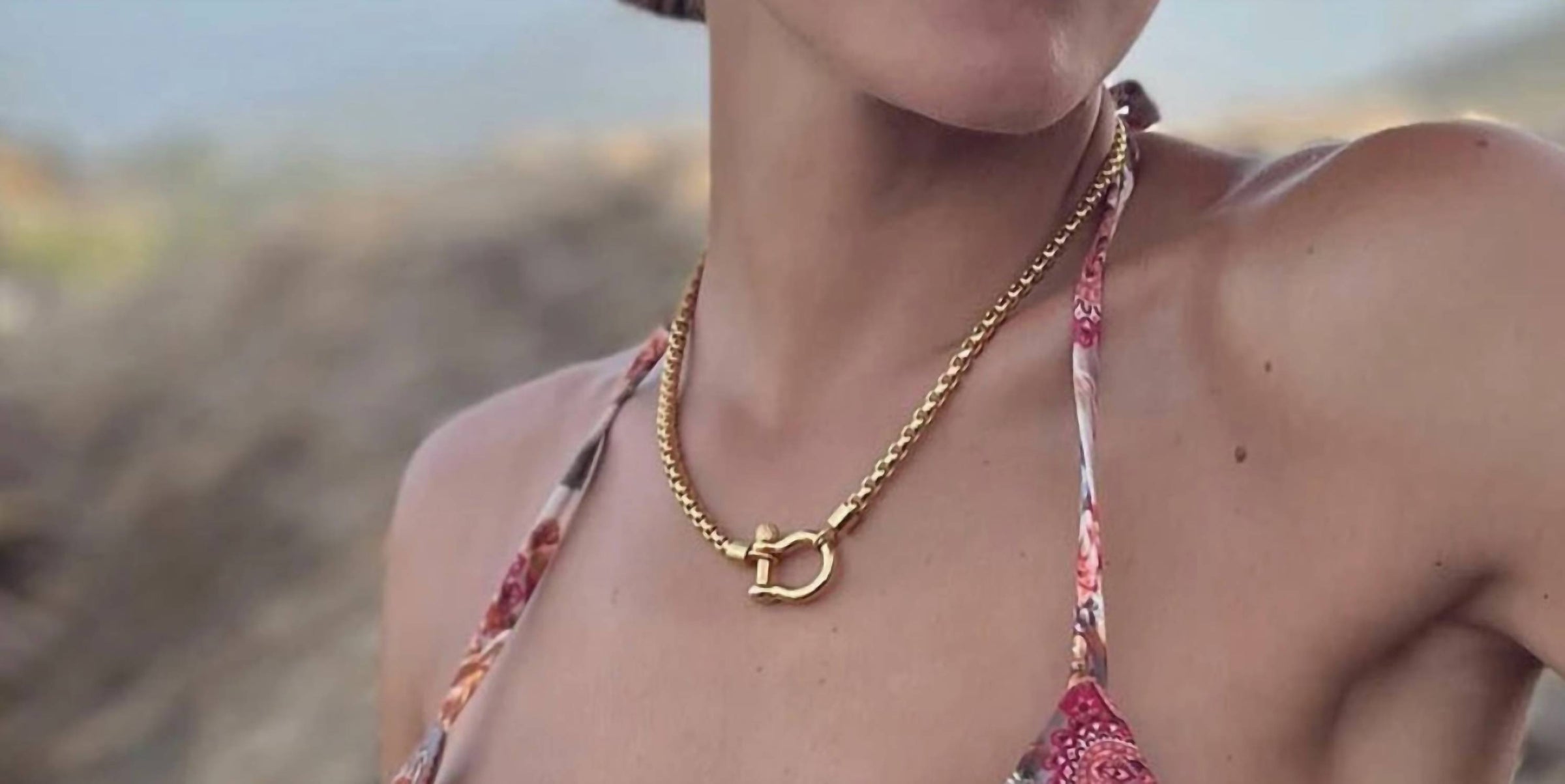 Shiqi Jewelry - Women's Horseshoe Plated Stainless Steel Box Chain Necklace