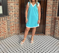 Entro - Jersey Knit Contrast Trim Sleeveless Mini Dress