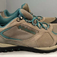 Columbia Women's Access Point Ii Waterproof Hiking Shoes in tan blue - women's sneaker - detail view