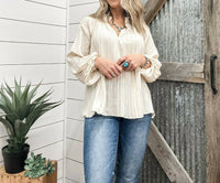 Tribal - Long Sleeve Blouse With Ruffle Collar