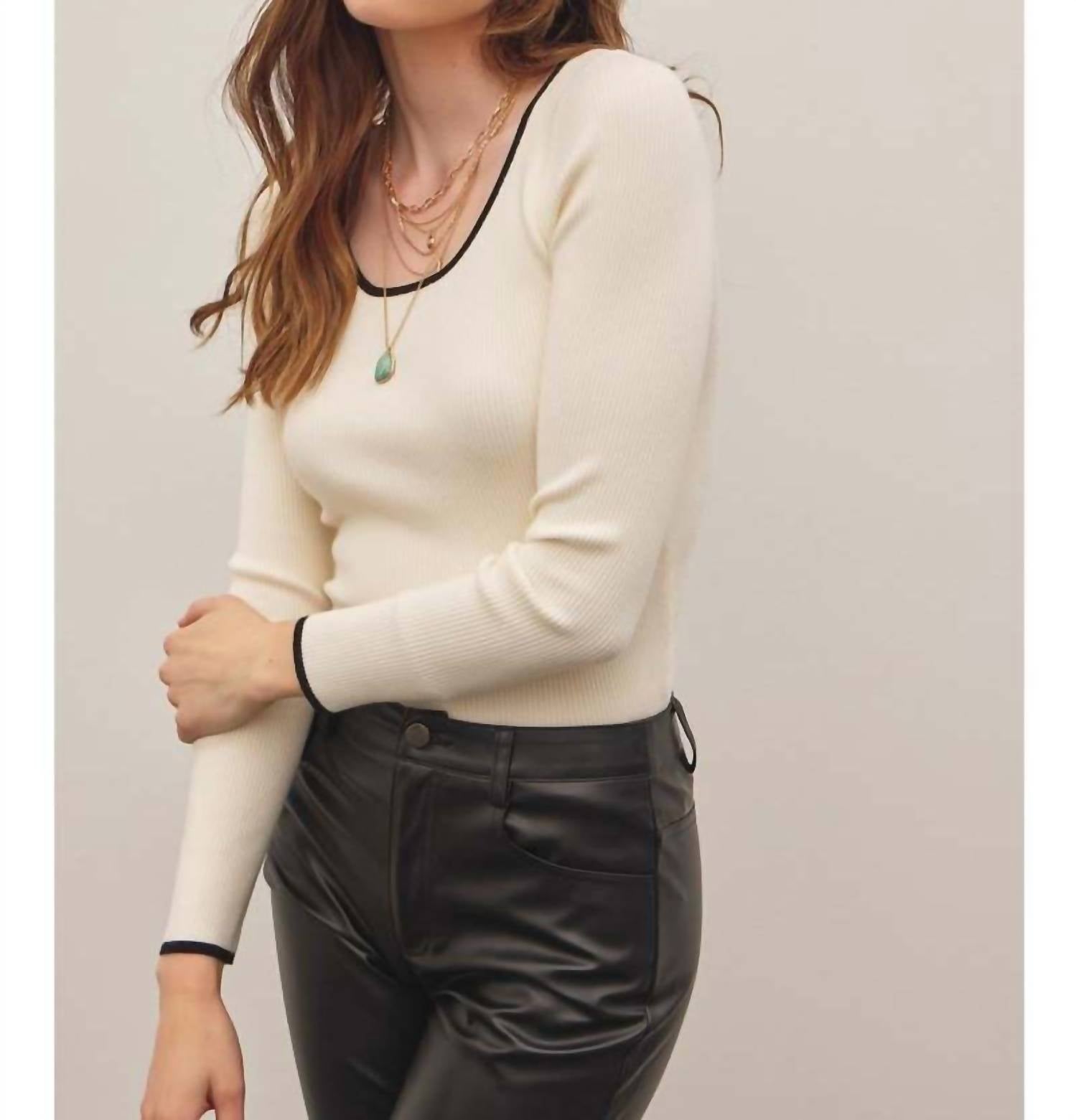 In February - Ribbed Romance Scoop Neck Sweater