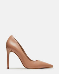 STEVE MADDEN Women's Noir Genuine Leather Hi Heel Point Toe Pumps in tan leather - women's shoe