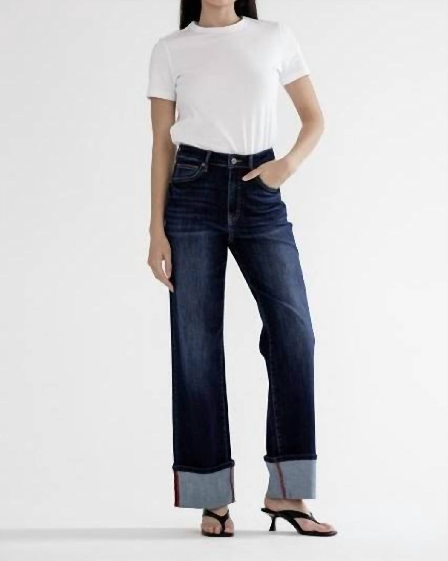 Mica Denim - High Rise Wide Leg With Cuffed Hem Jeans
