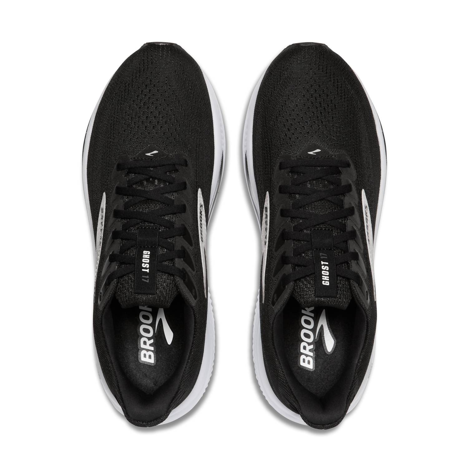 BROOKS Men's Ghost 17 Running Shoes in black white - men's shoe - detail view